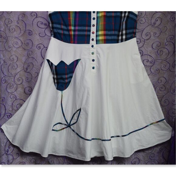 Unique Vintage Womens Plus Size 2X 18 Academia Rockabilly Collared Poodle Skirt - Picture 3 of 13